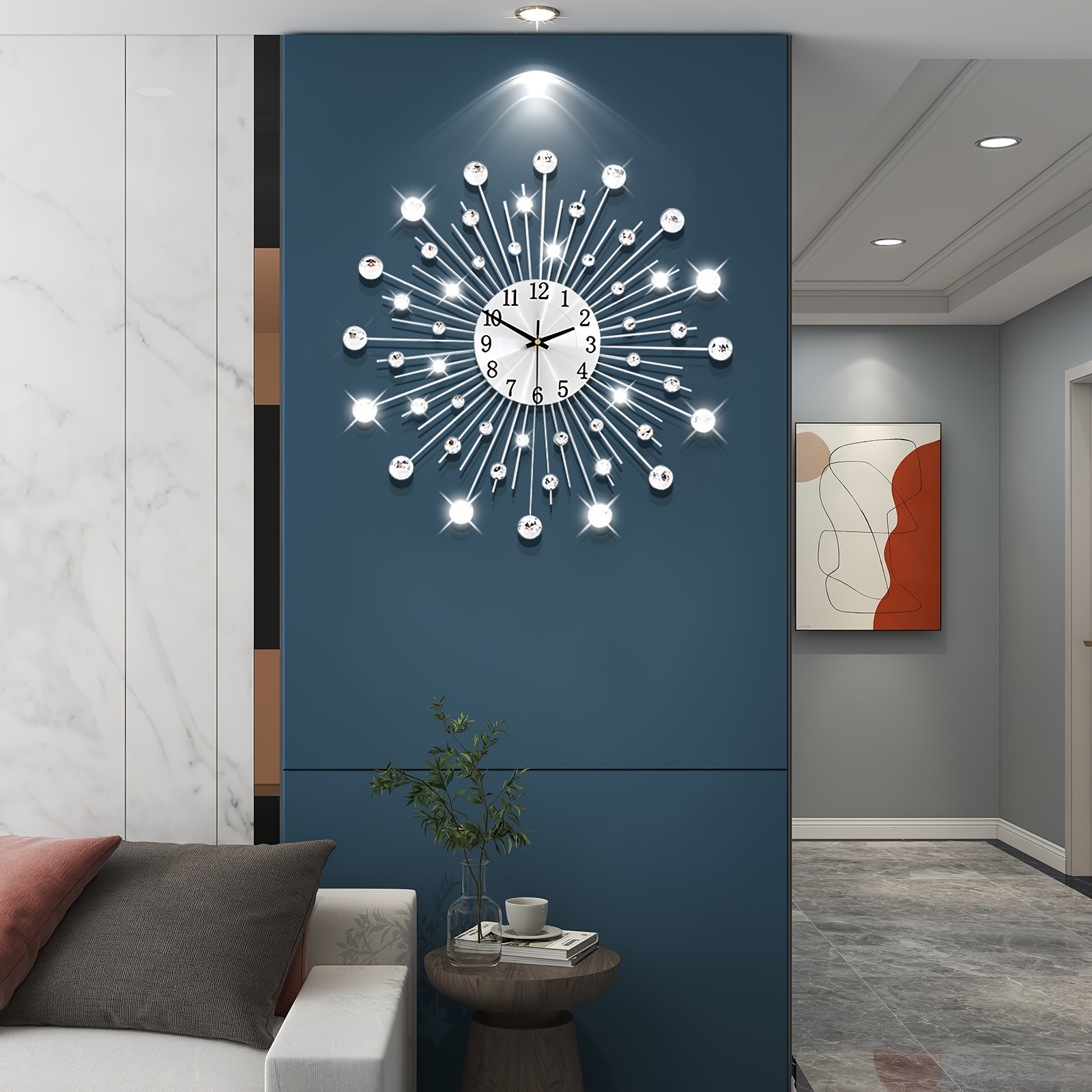  MEISD Reloj de pared decorativo para decoración de sala de  estar, moderno reloj de pared grande con péndulo que funciona con pilas  para dormitorio, cocina, oficina, hogar, reloj de pared grande 