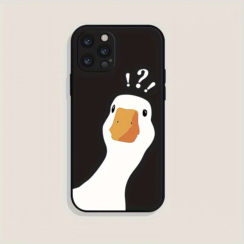 Cute Cartoon Duck Black Square Liquid Silicone Phone Case Temu