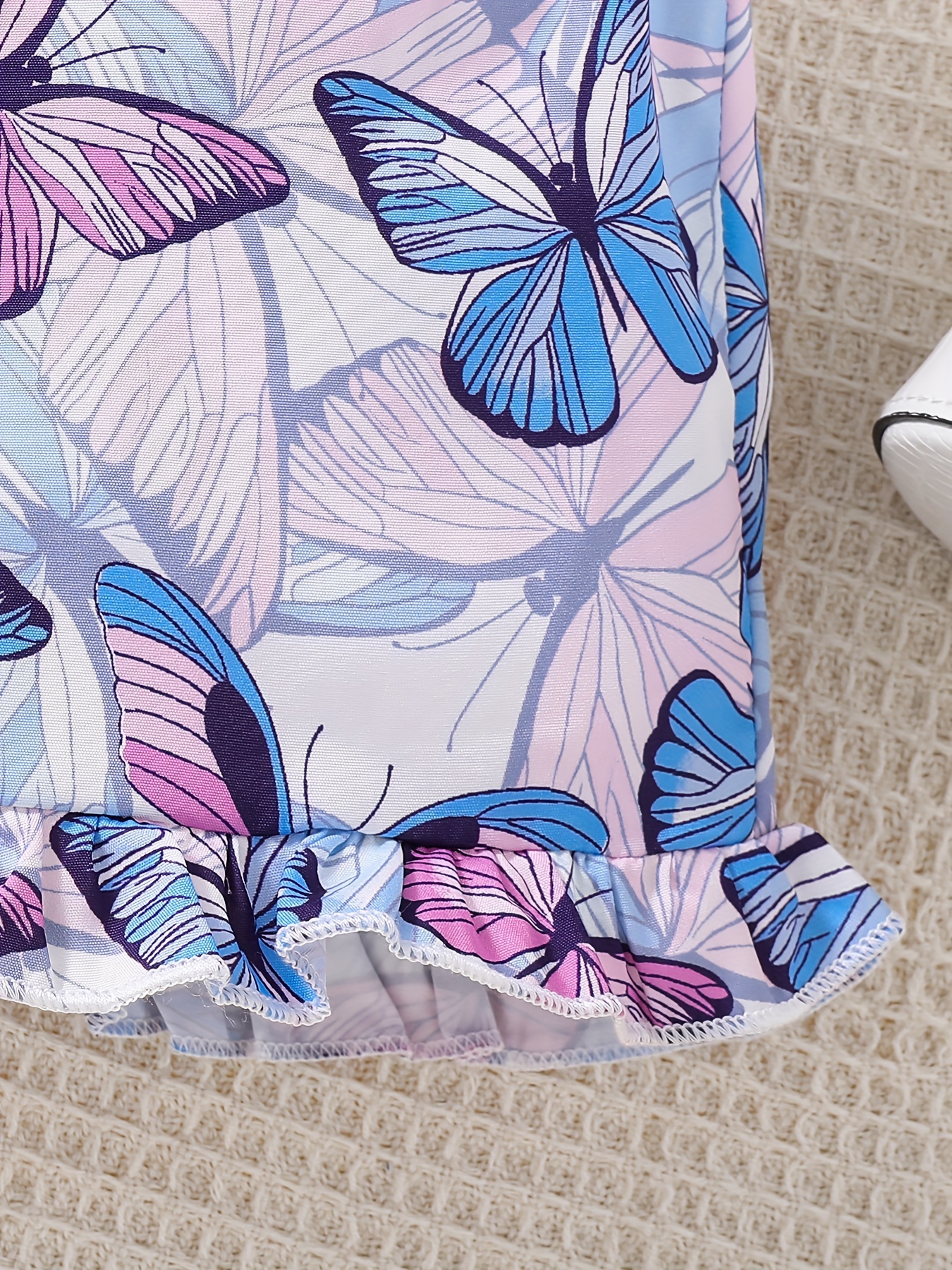 Girl's Ribbed Cami Top and Butterfly Print Shorts Set