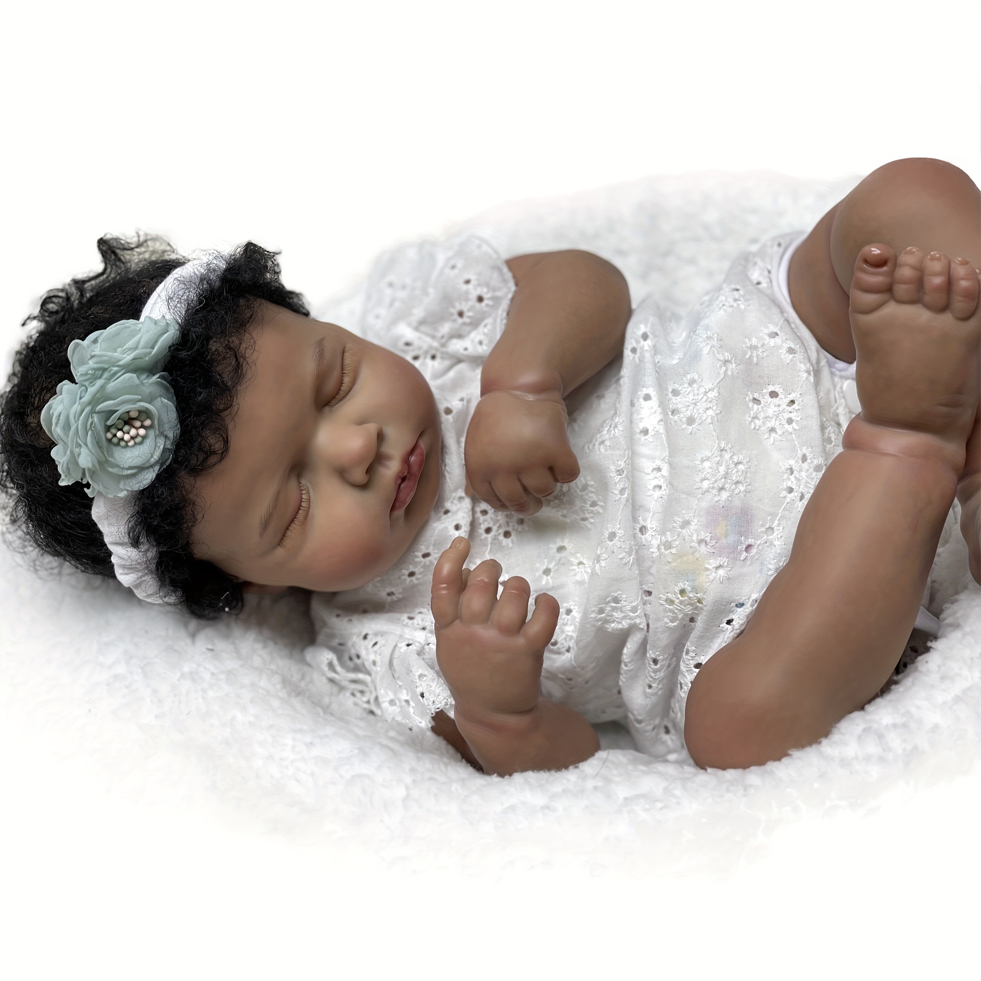 Bebê Reborn Realista 3 D PELE NEGRA 50 CM - Tatuka