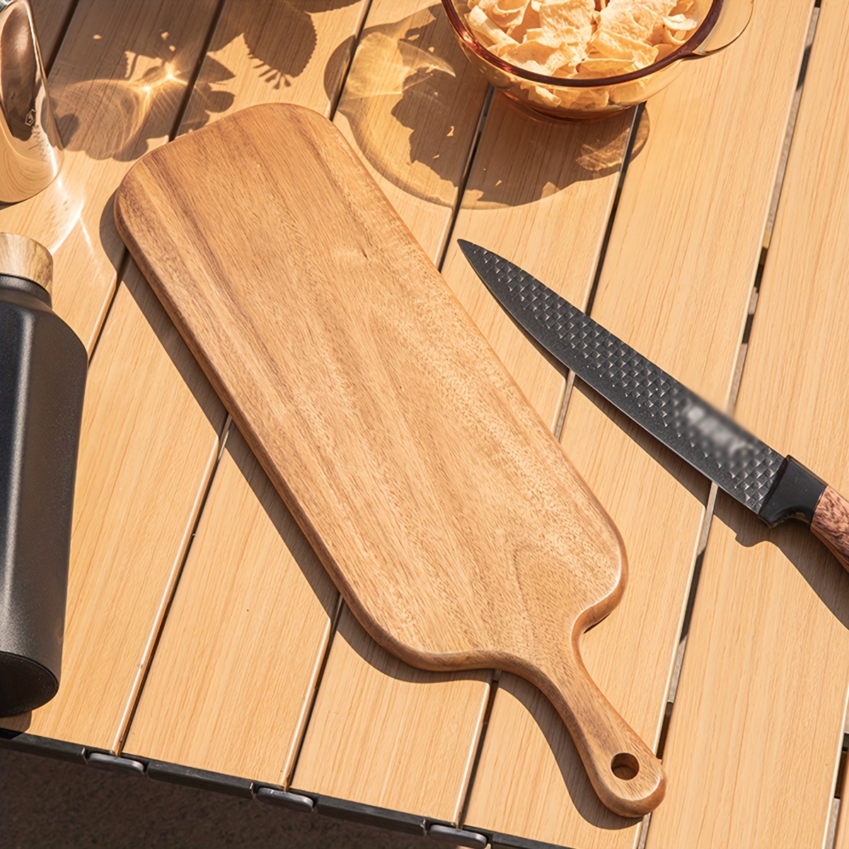 Tabla de cortar de madera de acacia para cocina, tabla de cortar TJ POP  Premium con soporte organizador, 15.8 x 11.9 x 1 pulgadas, tabla grande  para