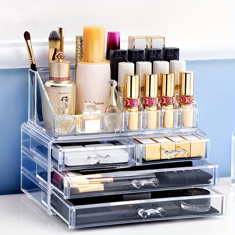 1pc Plastic Cosmetic Storage Box, Multi-layer Multifunction Makeup