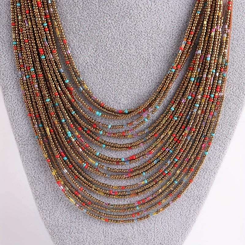 Bohemian Layer Rice Bead Necklace Set