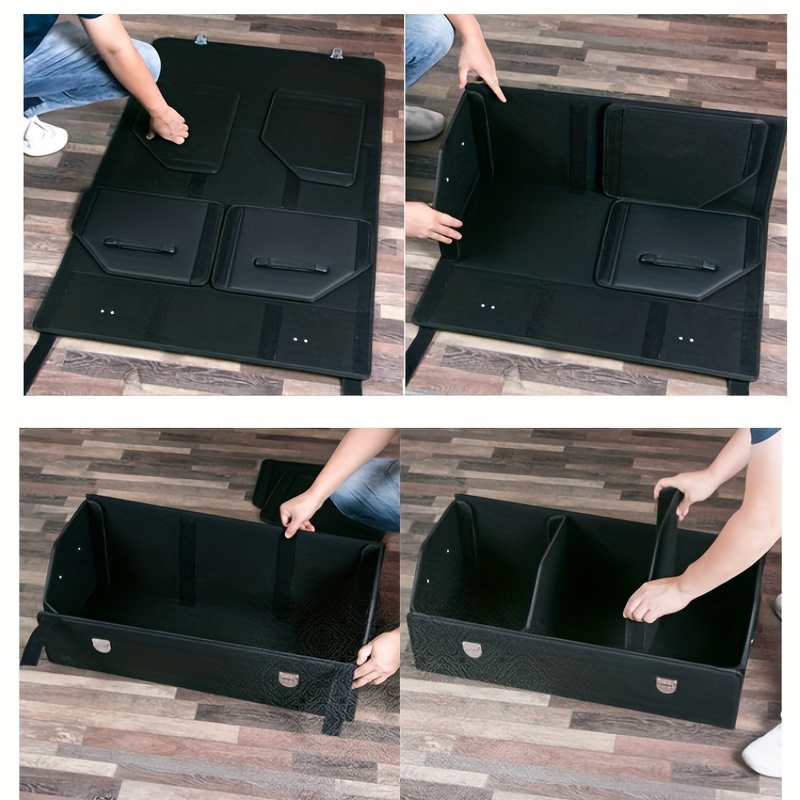  Caja de almacenamiento para maletero de automóvil, caja de  almacenamiento plegable, se puede ampliar fácilmente para satisfacer las  necesidades de cualquier organización de automóvil, está hecha de cuero  duradero (tamaño L
