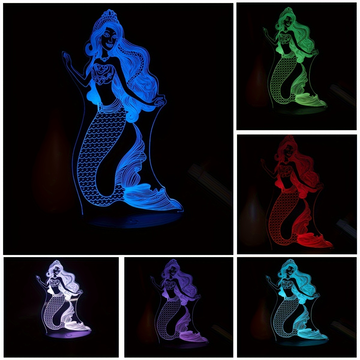 Mermaid 3D Lamp Night Light for Kids with Smart Touch Remote 16 Colors  Changing Dimmable Mermaid Gifts for Girls Children - AliExpress