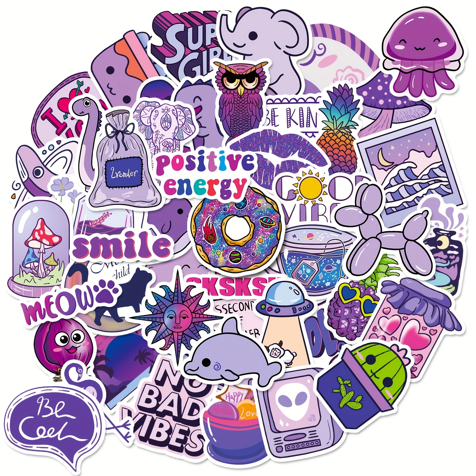 KASENSEN Kawaii Stickers for Water Bottles - 100Pcs Cute Vsco Aesthetic  Stickers Purple Stickers Laptop Stickers for Kids Teens Girls (Pink&Purple)