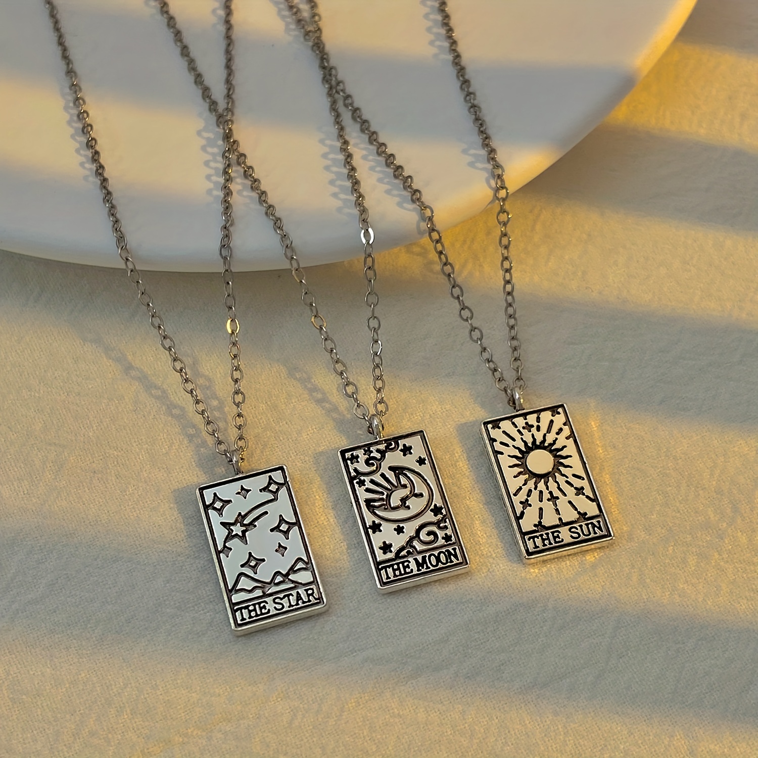 Vintage Tarot Cards Necklaces: Gorgeous Moon, Sun, World, Love, Power,  Couple Rectangular Pendants – Buy Real Tarot Cards in the USA