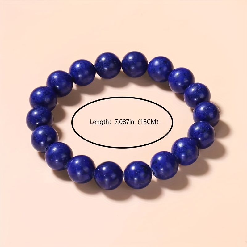 Lapis Beaded Bracelet for Men, 10mm