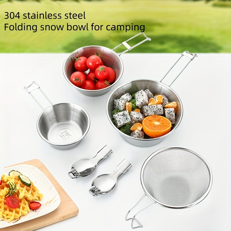 Portable Camping Foldable Bowl, Salad Bowl with Covers, Camping