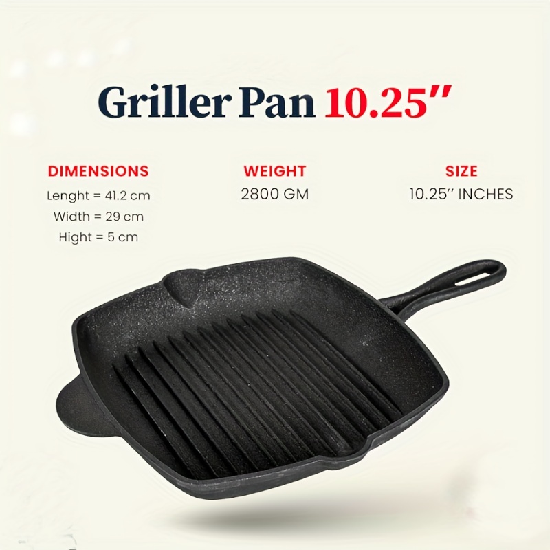 Steak Pan, Cast Iron Square Grill Pan, Pre-seasoned Skillet Pan With  Folding Handle, Stove Top Griddle Pan For For Grilling, Frying, Sauteing,  Cookware, Kitchenware, Kitchen Items - Temu