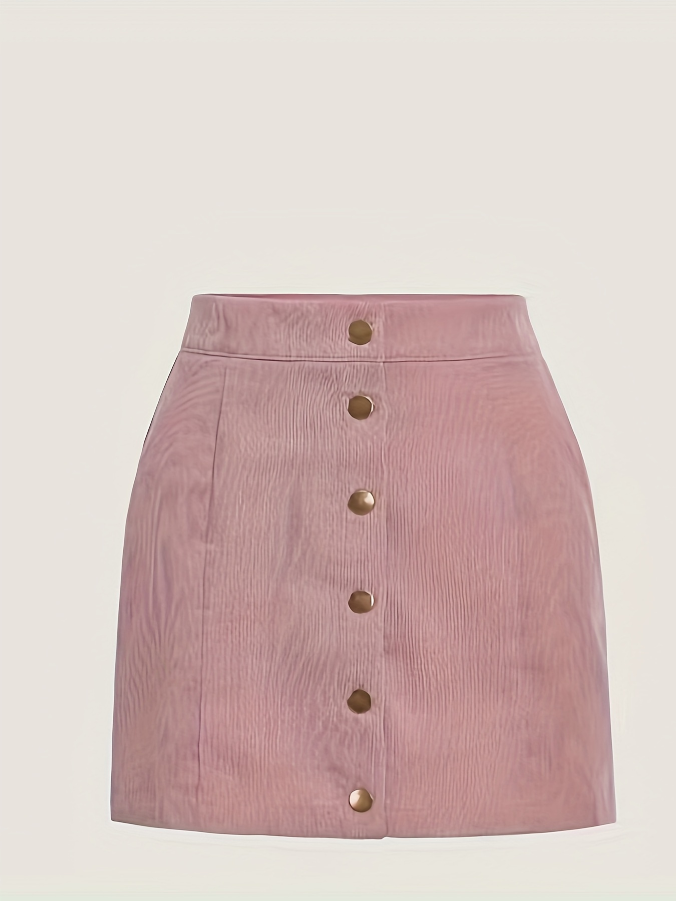 Solid Button Front Corduroy Skirt Casual High Waist A Line - Temu United  Kingdom