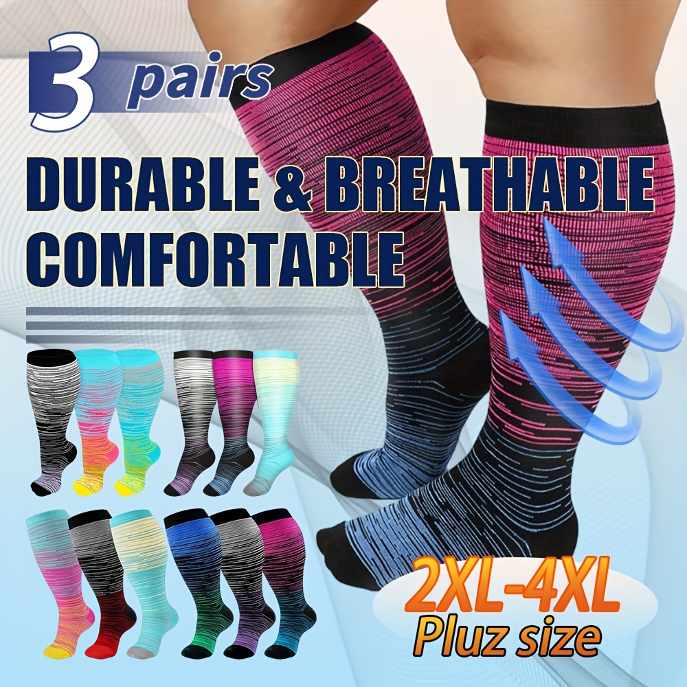 Compression Socks for Women and Men Support Graduated 15-20 mmHg Medias De Compresion  Mujer(3 Pairs) 