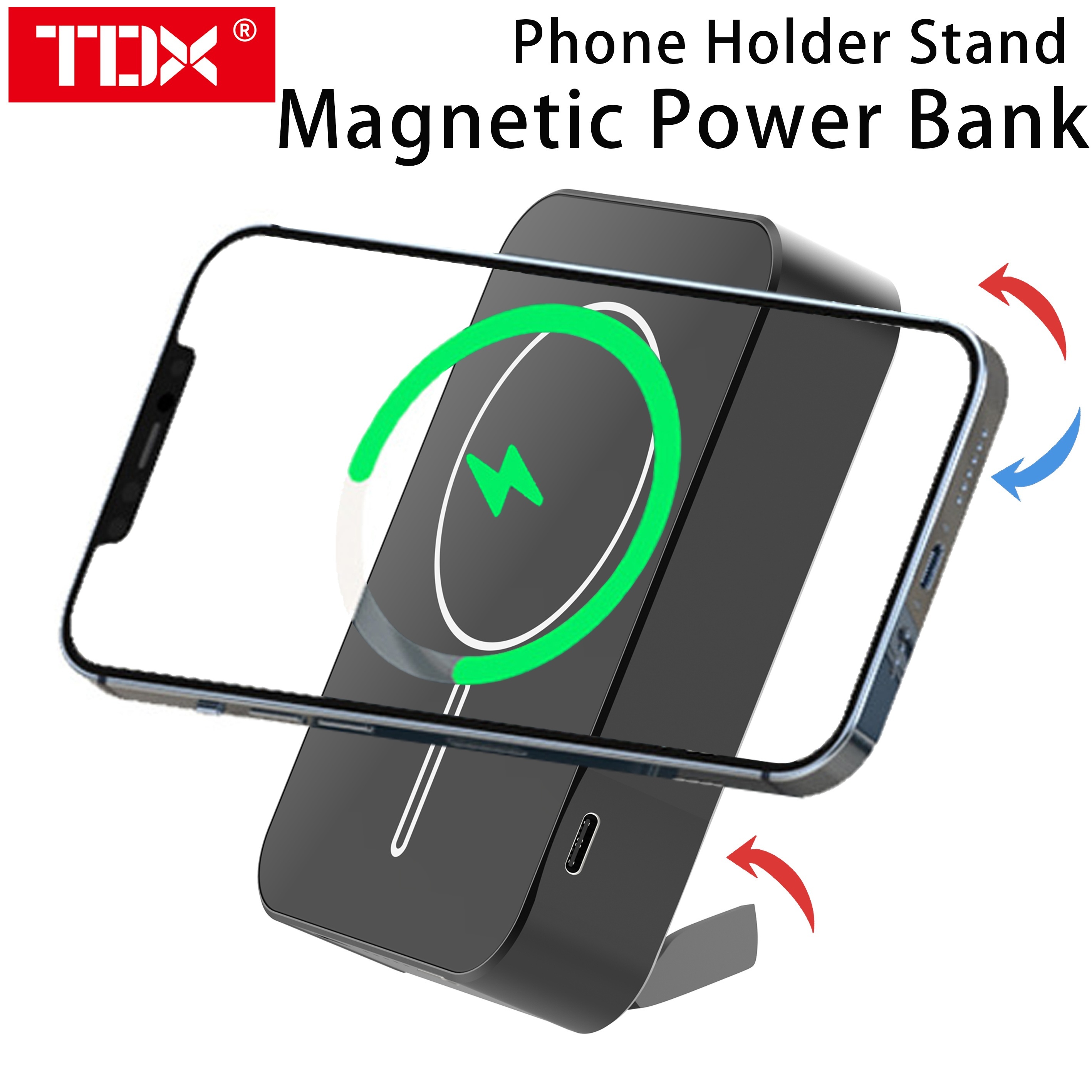 Magnetic Wireless Portable Charger With Phone Stand,10000mah