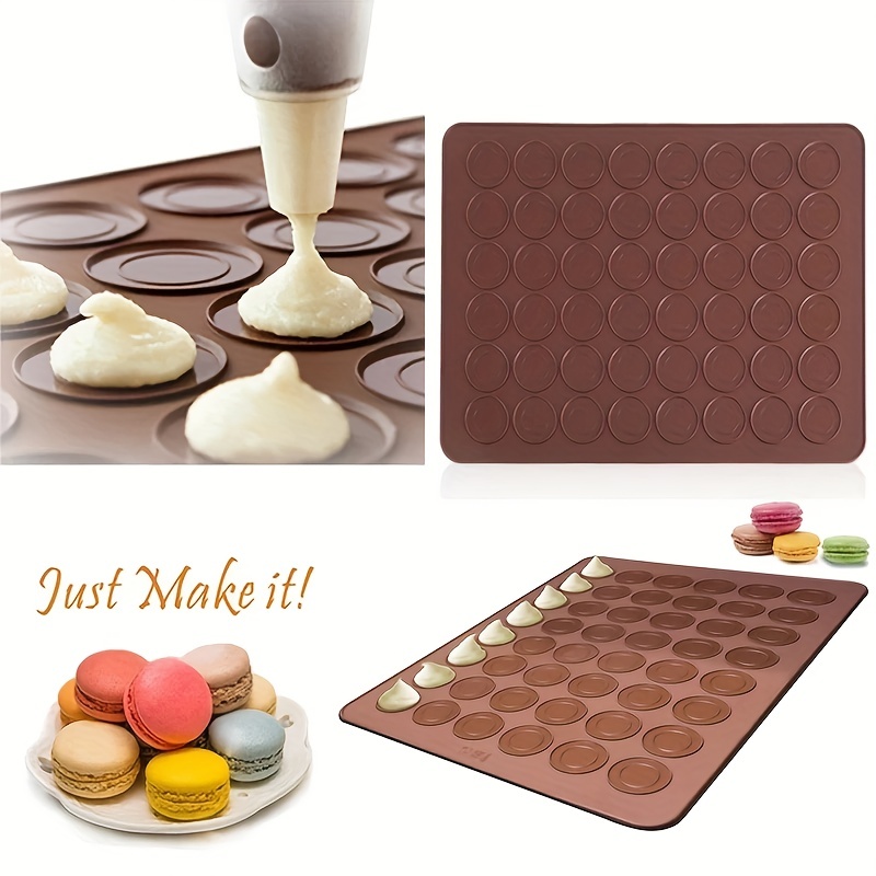 1pc 48-cavity Macaron Silicone Mat, Silicone Cake Baking Mat