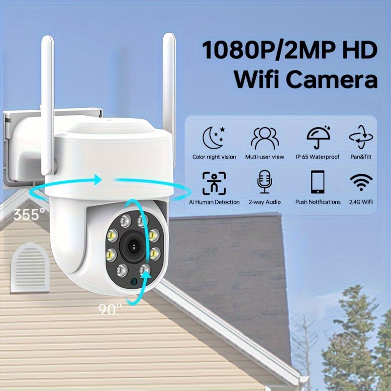 1pc HD 1080P Cámara de Seguridad Inalámbrica Wi-Fi Cámara IP PTZ para  Exteriores, AFGVK Mini Cámara de Red de Videovigilancia de Seguridad  Inteligente