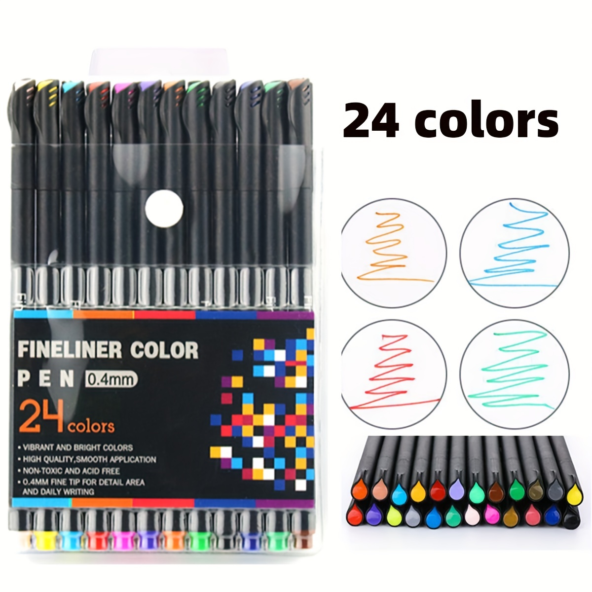 12/24/36/48/60/100 Color Set 0.4mm Micro Tip Fineliner Pen Drawing Painting  Sketch Fine Line Art Marker Office School Stationery