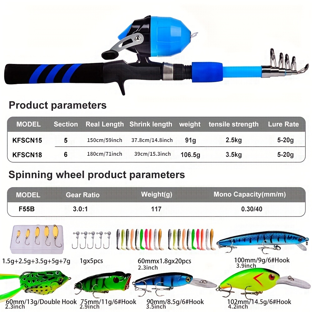 Mini Telescopic Fishing Rod Reel Combination Kit Including - Temu