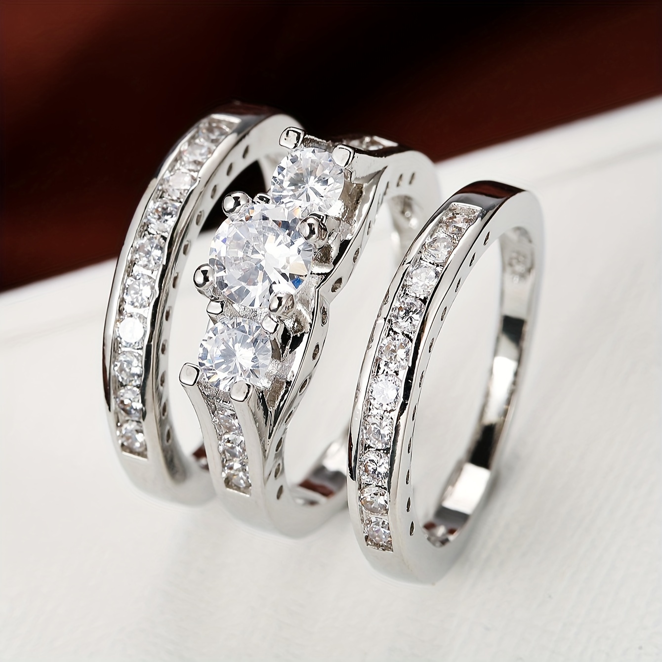 Hip Hop Personality Ring Set with Zirconia Three Piece