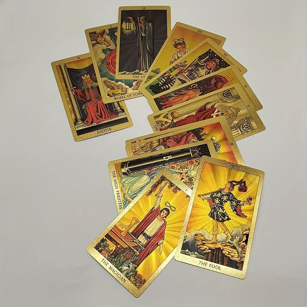 Jeu De Tarot, 78 Cartes De Tarot En Feuille D'or Et Livret D