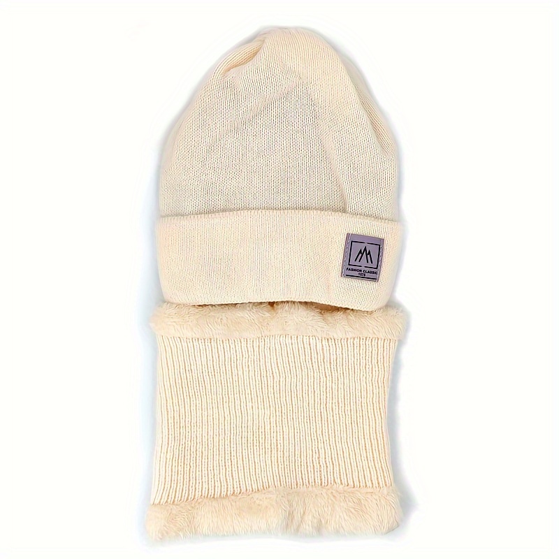 Cappello E Sciarpa Invernali Donna In 2 Pezzi, Cappello Beanie In Maglia  Protezione Orecchie Toppe In Lettera, Sciarpa Scaldacollo Accogliente  Foderata In Pile Elastico - Sport E Tempo Libero - Temu Italy