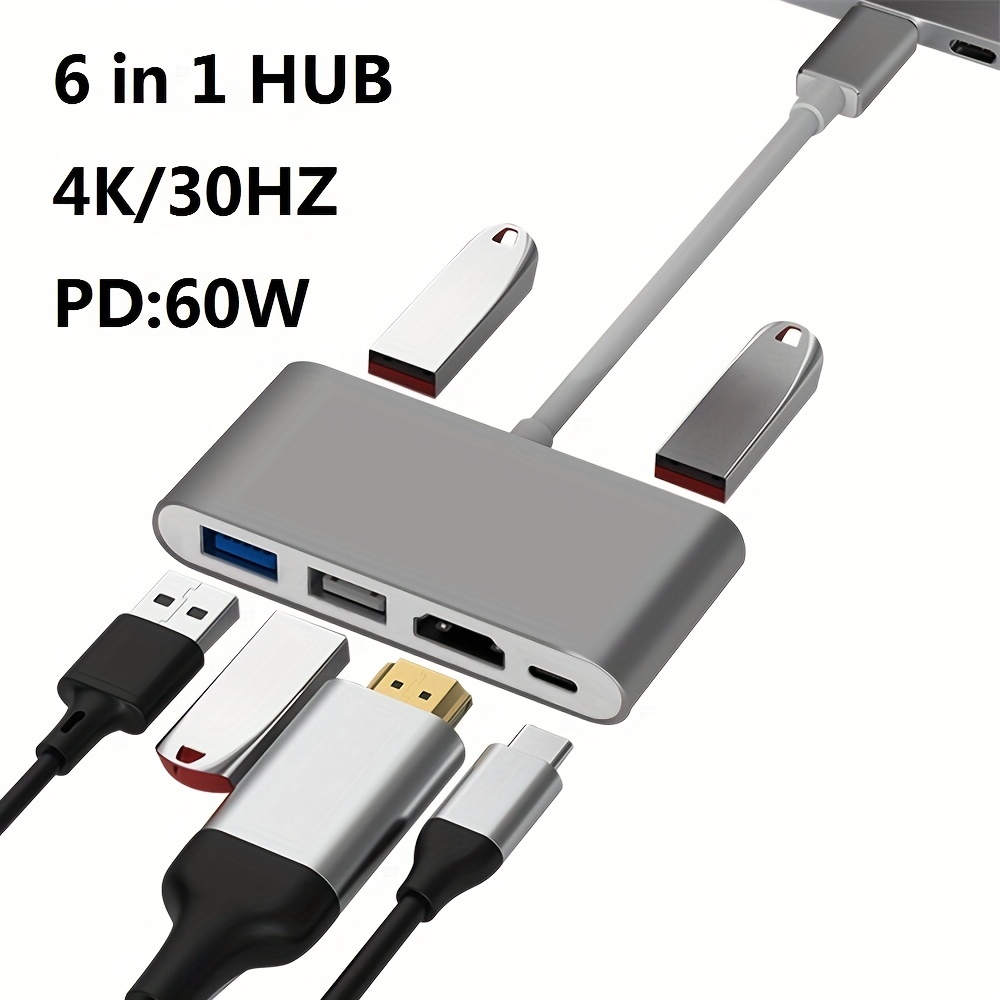  USB C Hub, 5 in 1 USB C 4K@32Hz HDMI Adapter with Ethernet  Port, 100W Power Delivery PD Type C Charging Port, USB 3.0& 2.0 Ports  Adapter Compatible for MacBook Pro