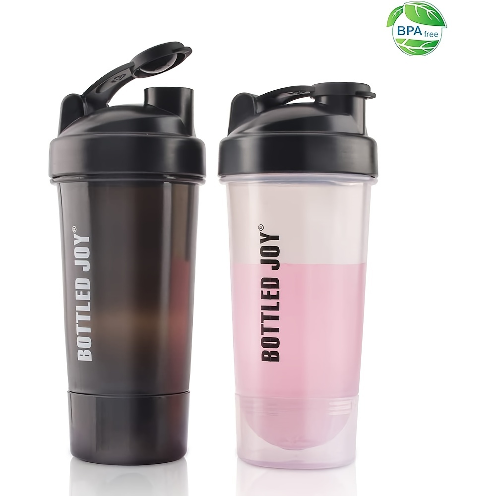 2 Pack Protein Shaker Bottle With Power Storage 24 Oz Blender Bottle Soccer  Shaped Mixing No