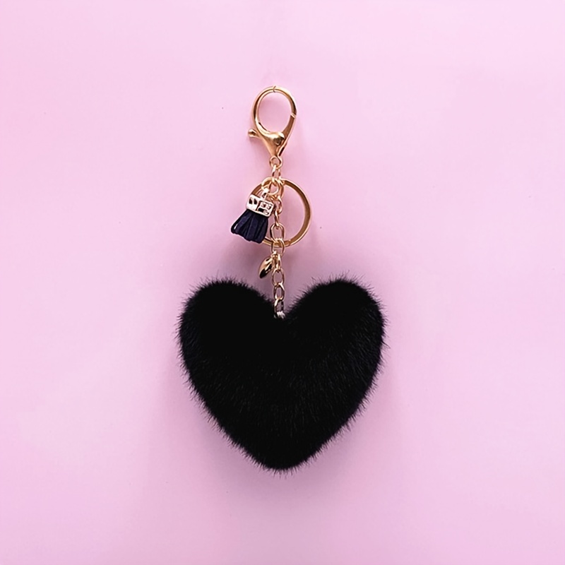 Fluffy Heart Charm Keychain  Keychain, Heart charm, Clay charms