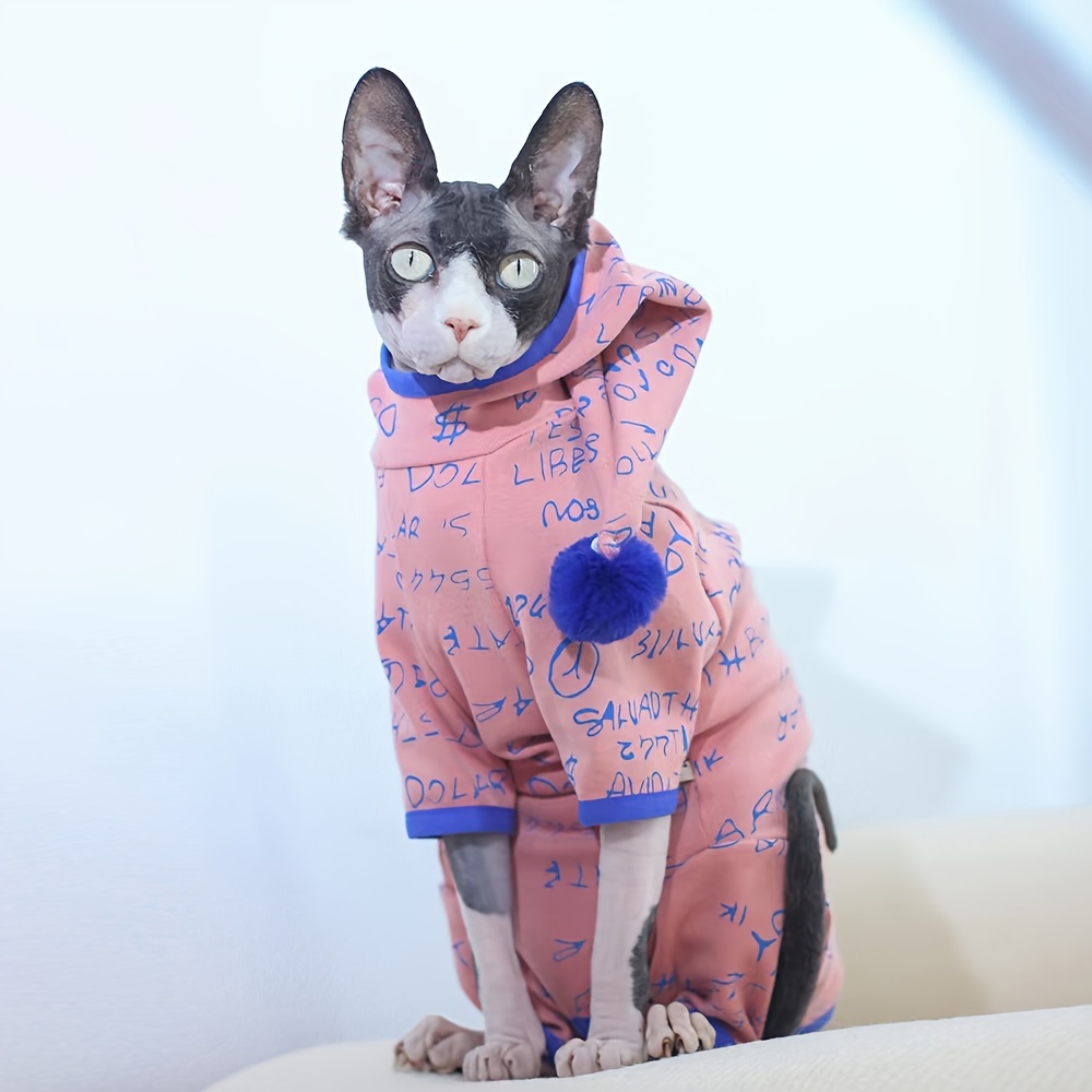 Cheap Cat Clothes Autumn Winter Warm Hoodie Clothes for Cats Dogs Sphynx  Kitty Kitten Coat Jackets Fish Bone Printed Cat Costumes Puppy Pet Clothing  Outfits