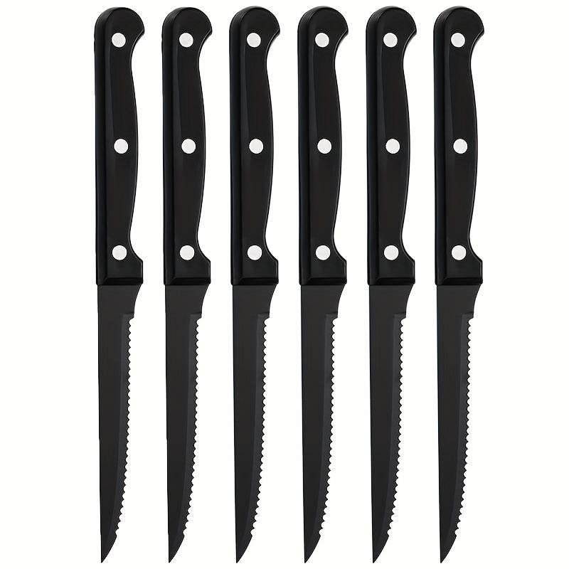 Premium 8 Piece Kitchen Knife Set Black Stainless Steel Serrated