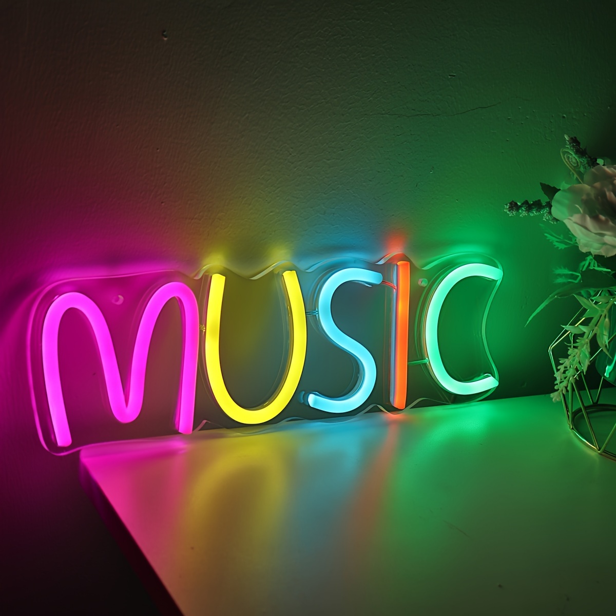 Neon Logo Music Notes Decoration, LED Neon Logo Wall Decor USB/Battery Neon  Sign for Kids Room Wedding Bar Party Decoration (Pink+Blue)