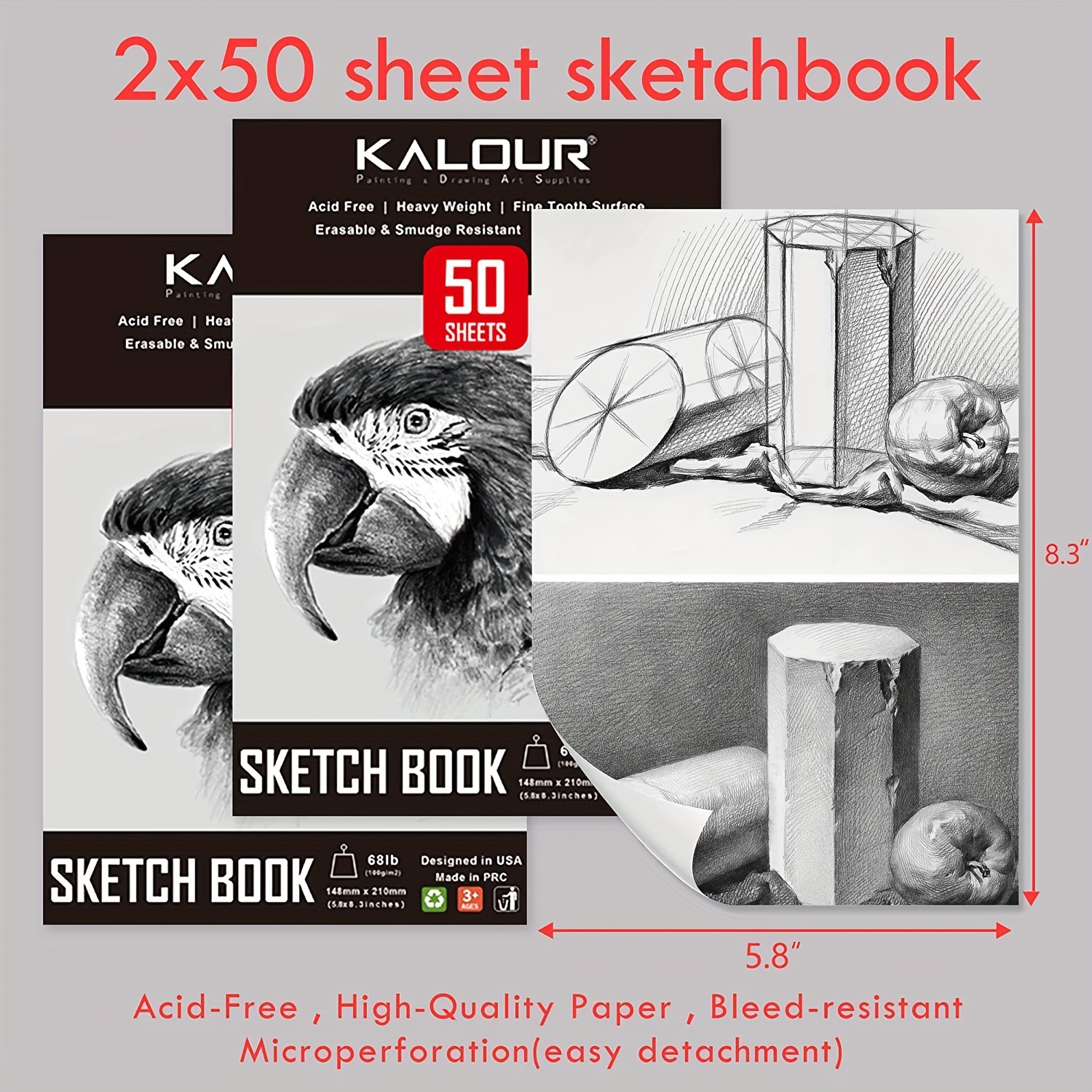 KALOUR 50 Pack Drawing Set Sketch Kit Pro,Art Sketching Supplies