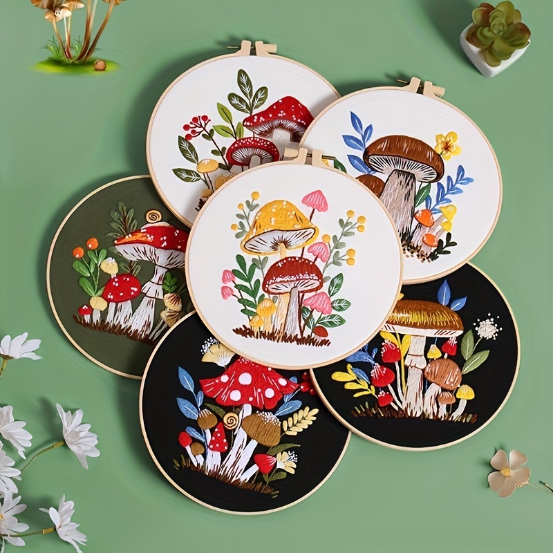 Mushroom Theme Embroidery 3d Embroidery Starter Kit For - Temu