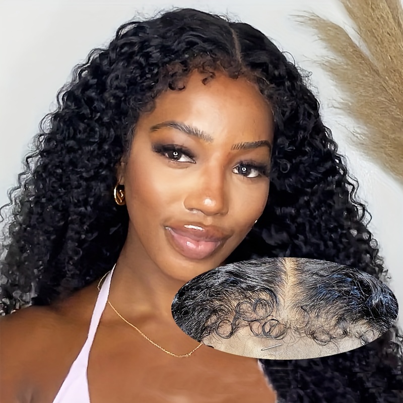 4x4 Deep Wave Hd Human Hair Glueless Curly 4c Edges Lace - Temu