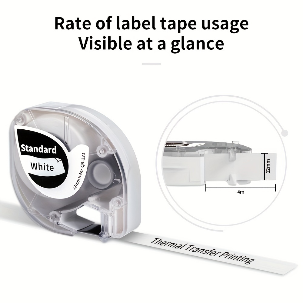  P12 Label Tape Replacement for Dymo Letratag 200B, Plastic  Label Tape Work with Dymo LetraTag LT-100H, LT-100H Plus, Phomemo P12,  Phomemo P12-PRO, Label Maker Tape 12mm x 4m 1/2 x 13