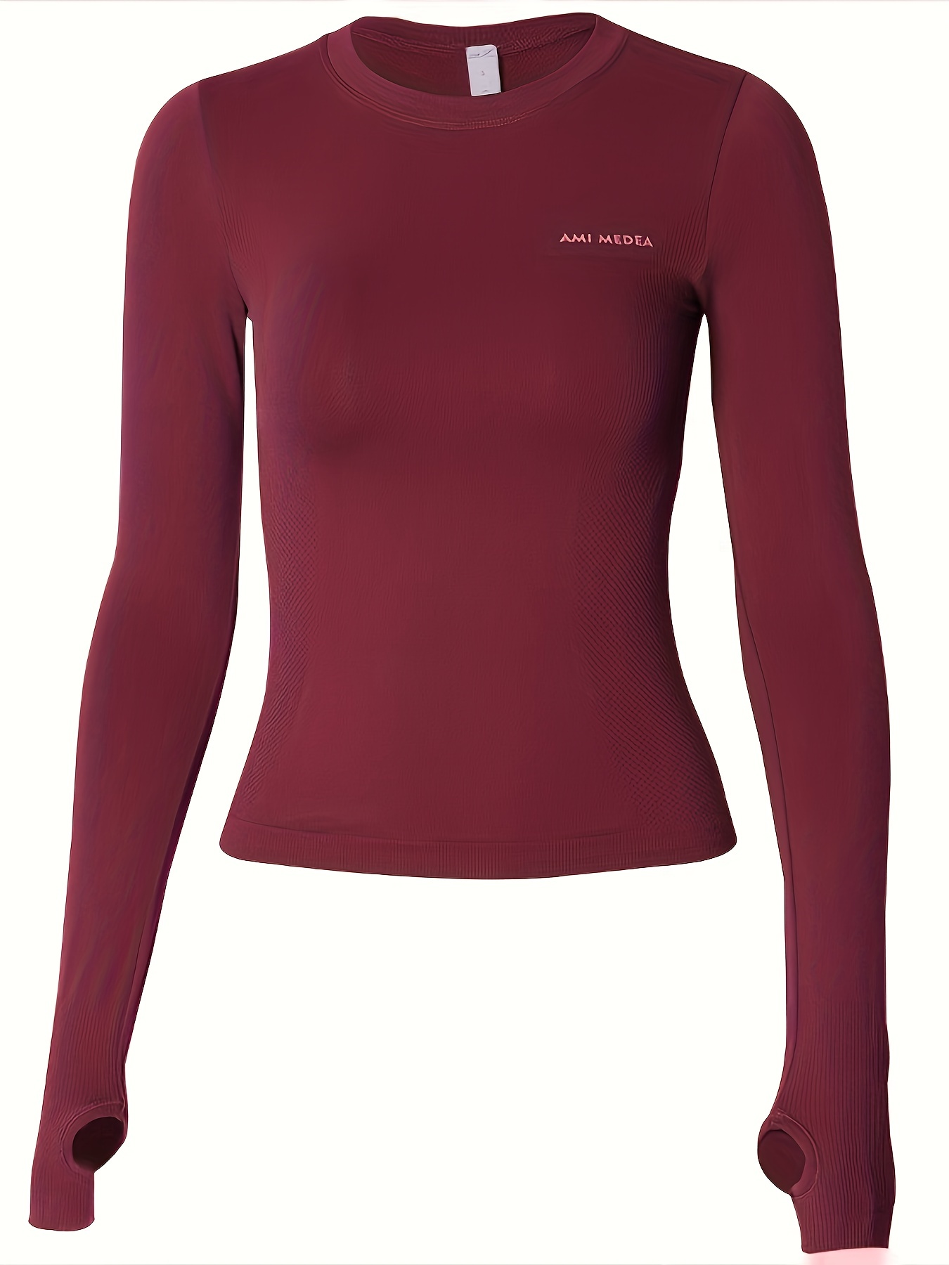 Women Back Forked Yoga Shirt Long Sleeve Thumb Hole Running T-Shirt Mesh  Breathable Sport Hoodies Fitness Top Gym Workout Blouse (Color : SD K075  Red