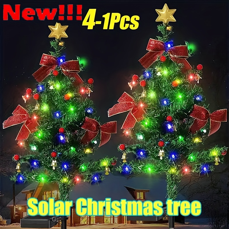 2pcs Luces Árbol Navidad Solar Ip65 Impermeables Iluminación - Temu