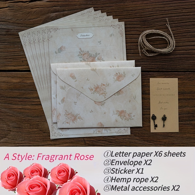 Vintage Red Roses Stationery Paper: Antique Letter Writing Paper