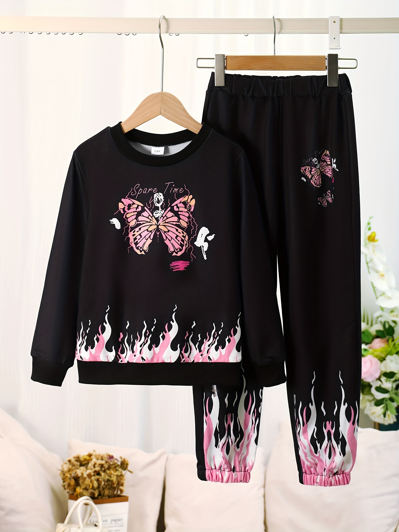 Girls Outfits Butterfly Print Camisole + Graphic Trousers + - Temu Austria