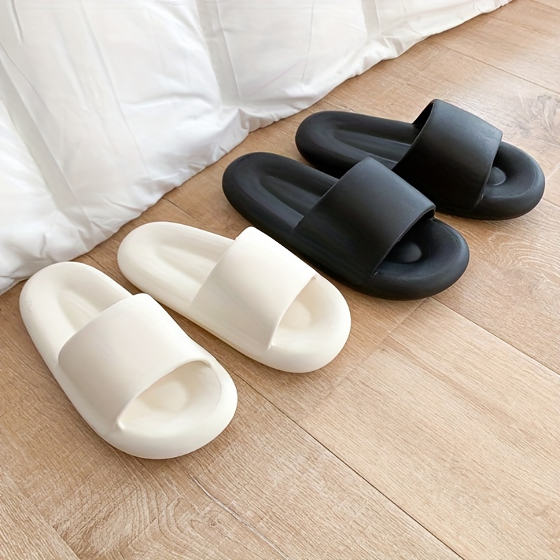 Women's Solid Pillow Slides Slip On Open Toe Soft Sole Home Comfy Slides