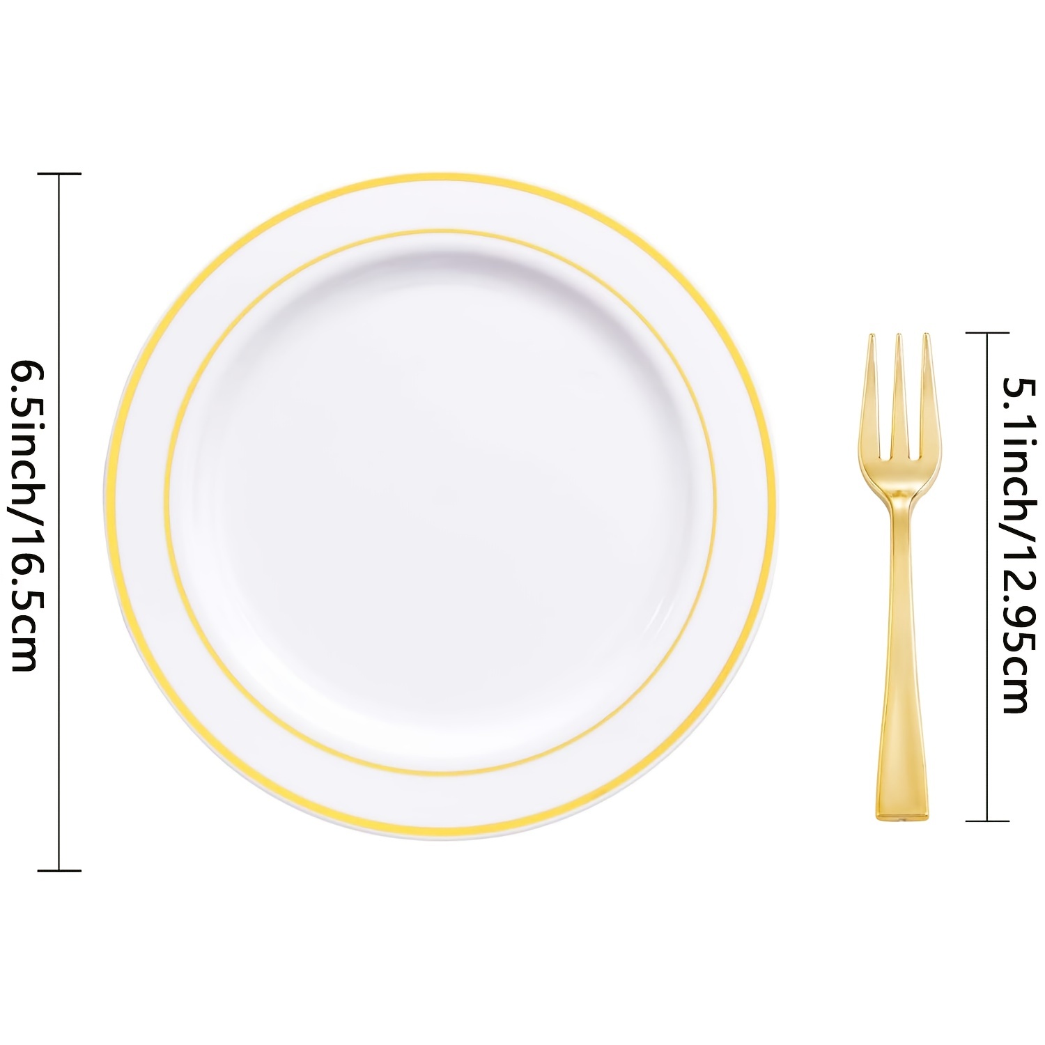 Disposable Golden Dessert Plates With Plastic Dessert Forks - Temu
