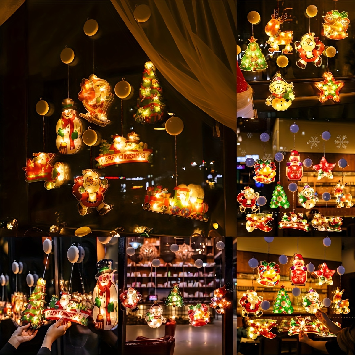 Christmas Window Hanging Lights 3 Sections Aaa Batteries Temu