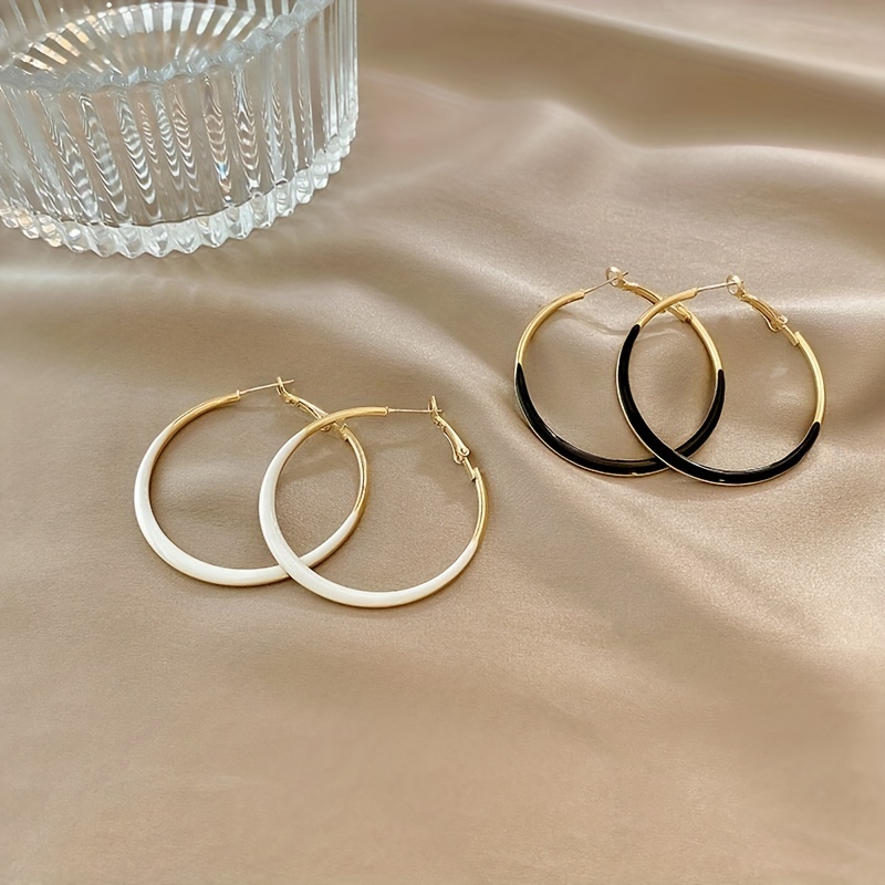 Double Large Hollow Round Shaped Hoop Earrings With English Letter Love  Design Simple Classic Style Delicate Female Gift - Temu
