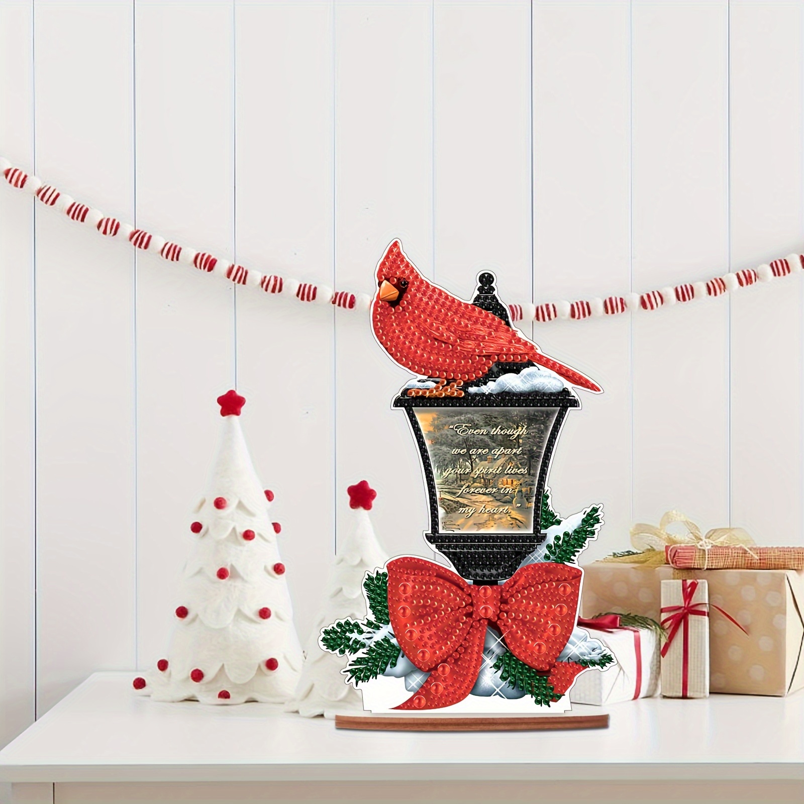 Christmas Bird With Love Wreath Decorative Table Top Diamond - Temu