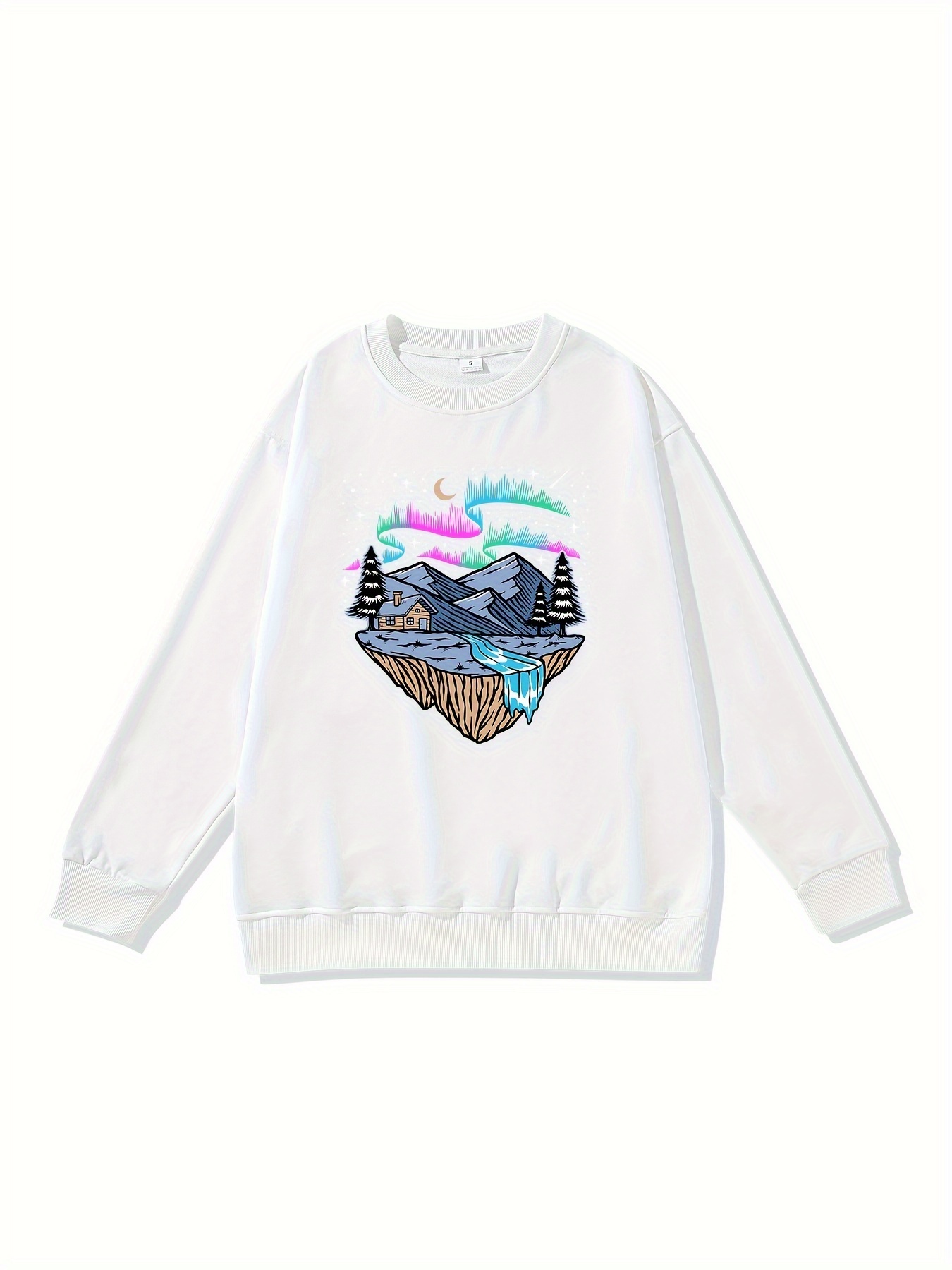Snow Mountain Print, Men's Trendy Comfy Sweatshirt, Casual