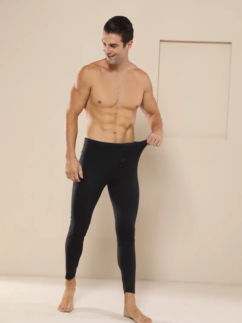 Men's Thin Long Warm Leggings Pants Ultra thin Wool Trousers