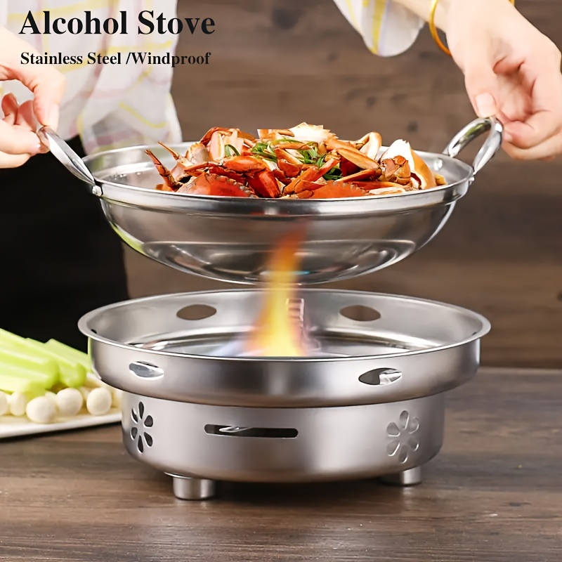 Mini Alcohol Stove, 2 Hot Pot Alcohol Burners, Portable Stainless