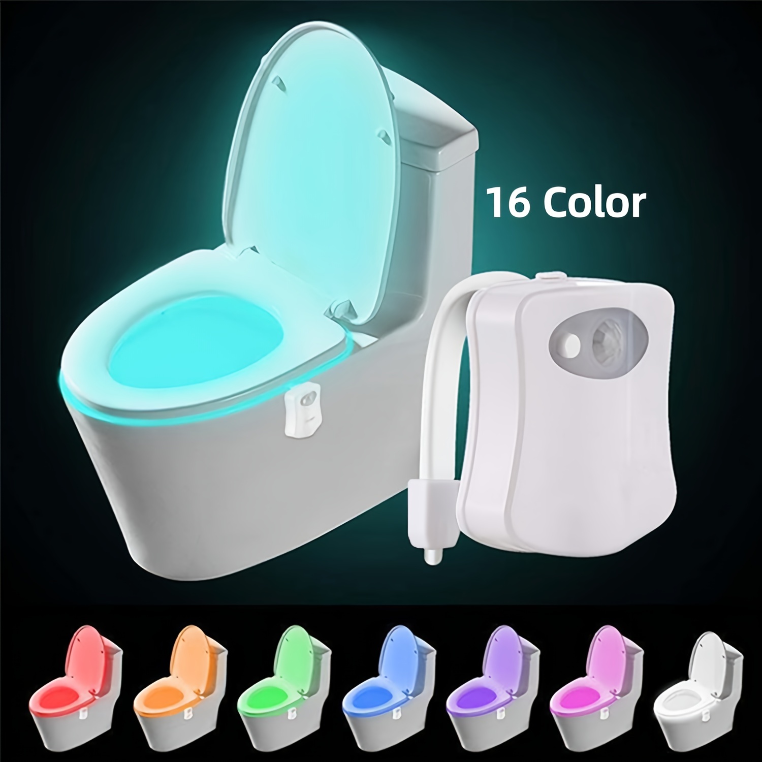Smart Toilet Night Light, 16-color Motion Sensor Led Bowl Night Lights,  Battery Operated Color Changing Night Lamp, Washroom Light Activated Butt  Lamp For Bathroom, Washroom Accessories - Temu