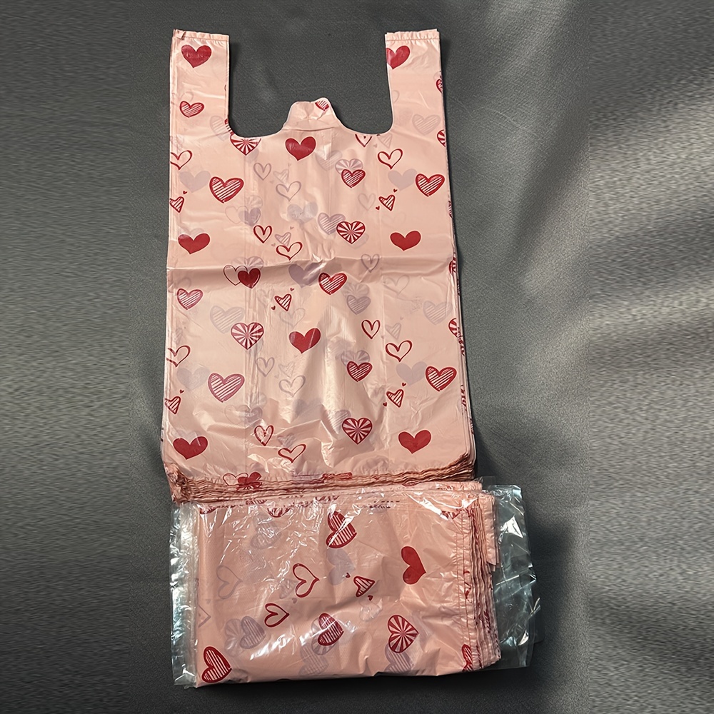 Value Pack 500pcs Valentine's Day Plastic T-shirt Bags (12..59x 6.3 X  22in), Creamy pink - Bulk Plastic Bags, Shop Little Red Love Bags, Grocery  Bags