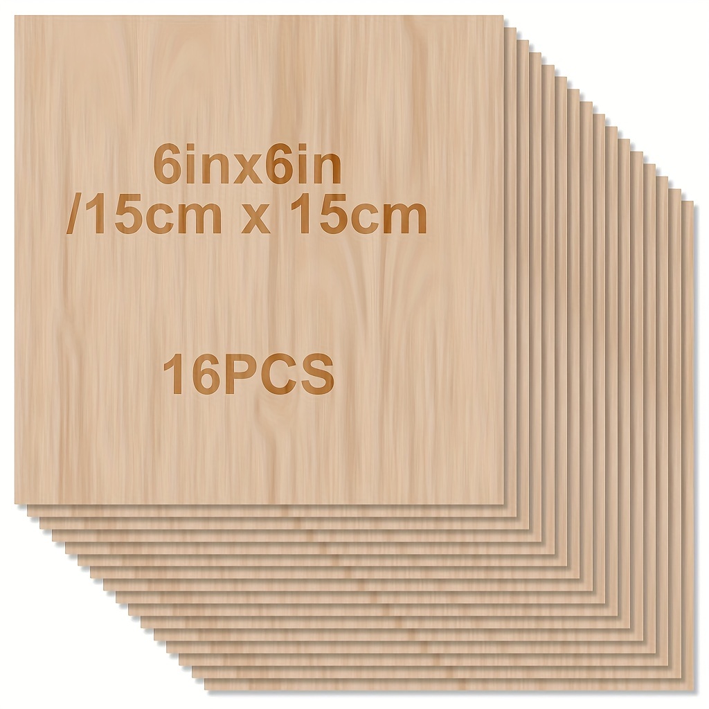 15 Pack Unfinished 4x4 Wood Squares for Crafts, Blank Wooden Tiles for  Burning, Engraving, DIY Coasters