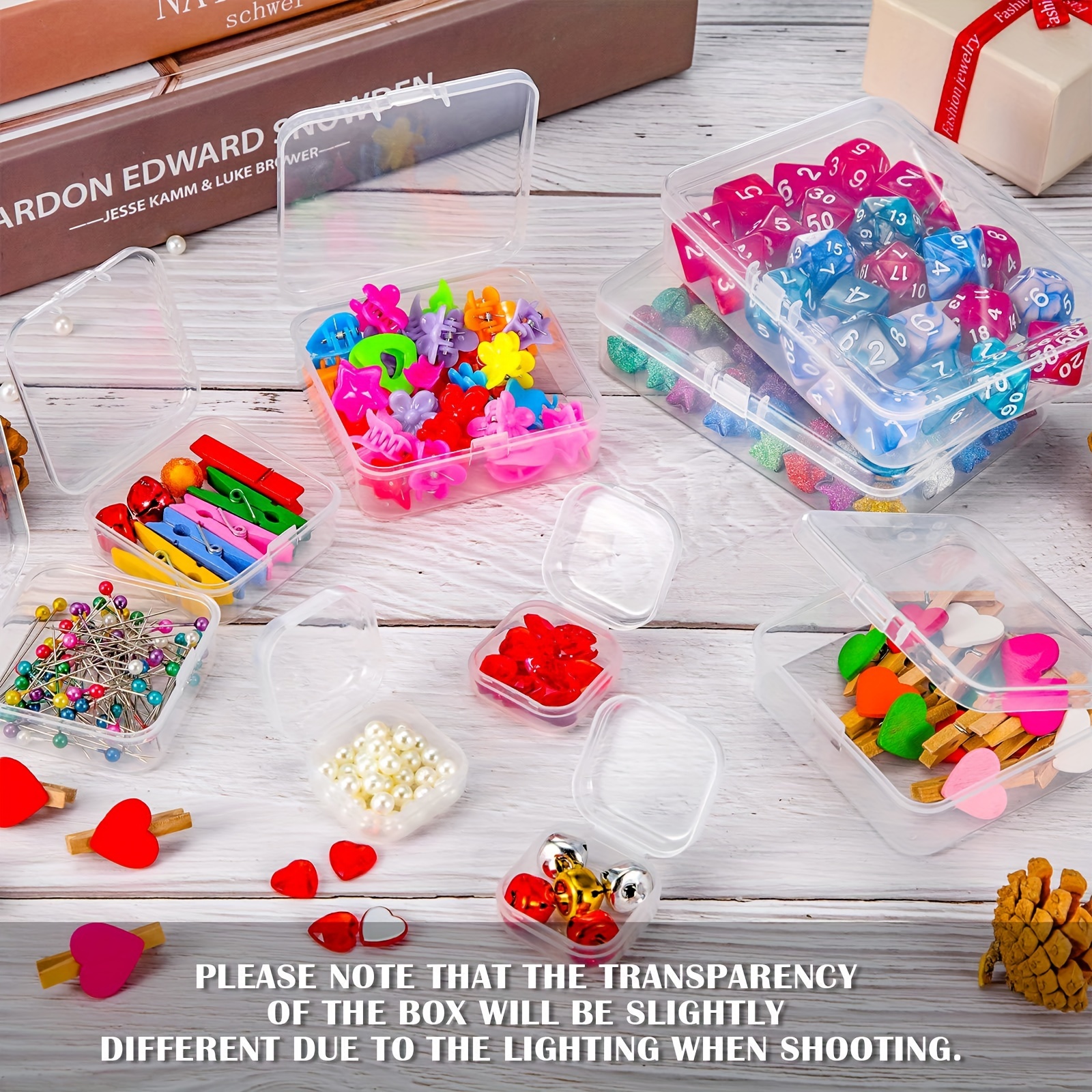 16 Pack Clear Plastic Beads Storage Containers Box With Hinged Lid For  Small Items, Diamond, Beads